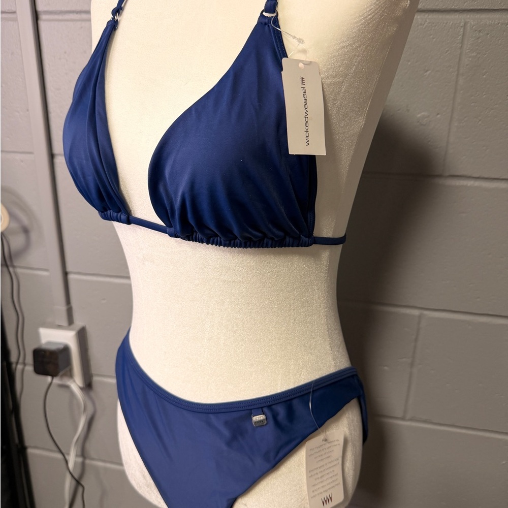 NWT Wicked Weasel Classic Navy Triangle Bikini Set - Picture 2 of 7